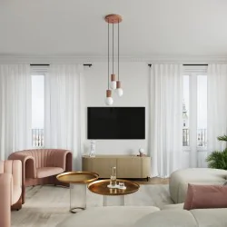 Lampy-sufitowe - lampa wisząca mleczna kula z brązową wstawką halo 1 mocca sollux sl.1734 