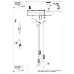 Lampy-sufitowe - lampa wisząca potrójna 3 wiszące kule halo 3p mocca sollux sl.1735 