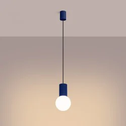 Lampy-sufitowe - lampa wisząca biała kula z granatową podstawą halo 1 ultramaryna sollux sl.1739 