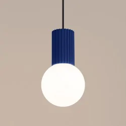 Lampy-sufitowe - lampa wisząca biała kula z granatową podstawą halo 1 ultramaryna sollux sl.1739 