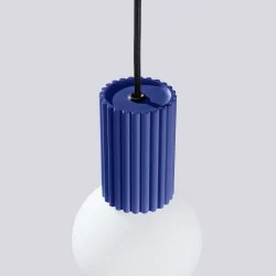Lampy-sufitowe - lampa wisząca biała kula z granatową podstawą halo 1 ultramaryna sollux sl.1739 
