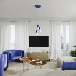 Lampy-sufitowe - lampa wisząca biała kula z granatową podstawą halo 1 ultramaryna sollux sl.1739 