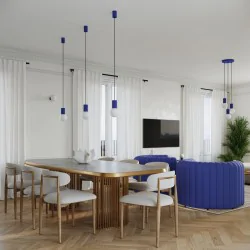 Lampy-sufitowe - lampa wisząca biała kula z granatową podstawą halo 1 ultramaryna sollux sl.1739 