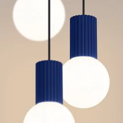 Lampy-sufitowe - lampa wisząca potrójna 3 kule z granatową podstawą halo 3p ultramaryna sollux sl.1740 