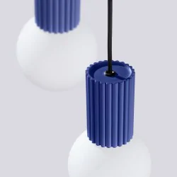 Lampy-sufitowe - lampa wisząca potrójna 3 kule z granatową podstawą halo 3p ultramaryna sollux sl.1740 
