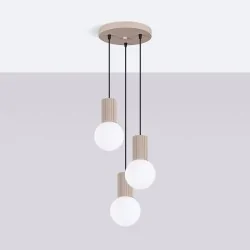 Lampy-sufitowe - lampa sufitowa wisząca potrójna zwis kule taupe halo sl.1745 sollux 