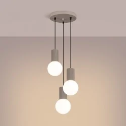 Lampy-sufitowe - lampa sufitowa wisząca potrójna zwis kule taupe halo sl.1745 sollux 