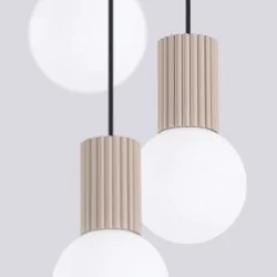 Lampy-sufitowe - lampa sufitowa wisząca potrójna zwis kule taupe halo sl.1745 sollux 