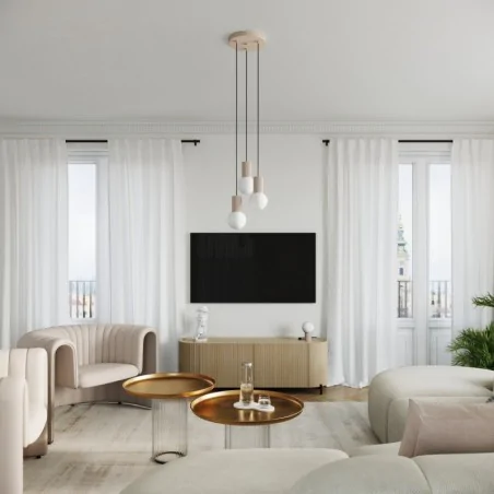 Lampy-sufitowe - lampa sufitowa wisząca potrójna zwis kule taupe halo sl.1745 sollux 