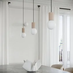 Lampy-sufitowe - lampa sufitowa wisząca potrójna zwis kule taupe halo sl.1745 sollux 