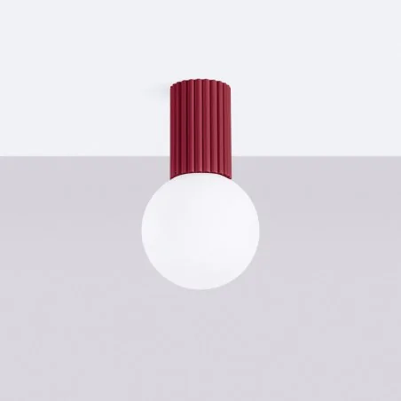 Plafony - plafon karbowany kula oprawa sufitowa burgundowa halo sl.1748 sollux 