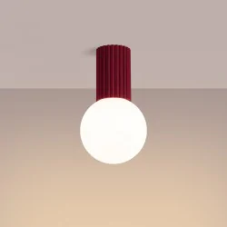Plafony - plafon karbowany kula oprawa sufitowa burgundowa halo sl.1748 sollux 