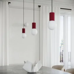 Lampy-sufitowe - lampa wisząca sufitowa zwis pojedynczy burgundowy halo sl.1749 sollux 