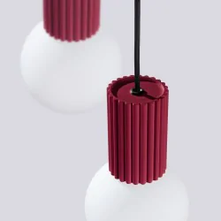 Lampy-sufitowe - lampa sufitowa wisząca 3 karbowane klosze kule zwis burgundowy halo sl.1750 sollux 