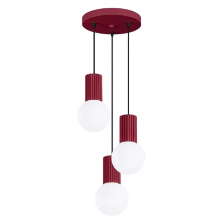 Lampy-sufitowe - lampa sufitowa wisząca 3 karbowane klosze kule zwis burgundowy halo sl.1750 sollux 