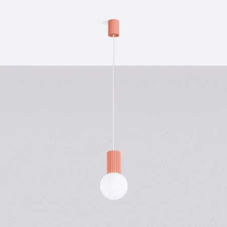 Lampy-sufitowe - lampa wisząca sufitowa z karbowanym kloszem brzoskwiniowa halo sl.1754 sollux 