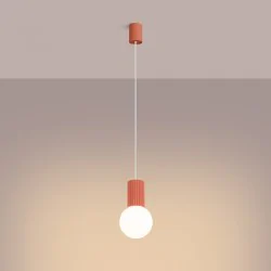 Lampy-sufitowe - lampa wisząca sufitowa z karbowanym kloszem brzoskwiniowa halo sl.1754 sollux 