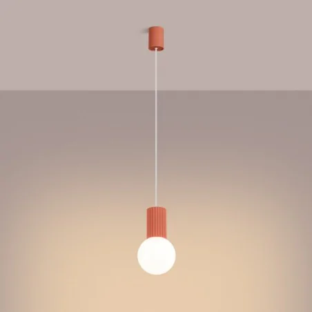 Lampy-sufitowe - lampa wisząca sufitowa z karbowanym kloszem brzoskwiniowa halo sl.1754 sollux 