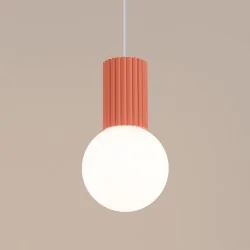 Lampy-sufitowe - lampa wisząca sufitowa z karbowanym kloszem brzoskwiniowa halo sl.1754 sollux 
