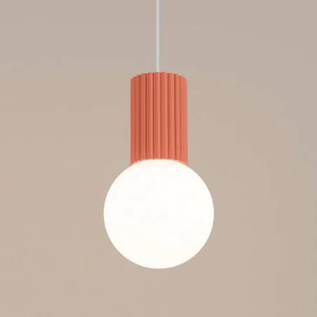 Lampy-sufitowe - lampa wisząca sufitowa z karbowanym kloszem brzoskwiniowa halo sl.1754 sollux 