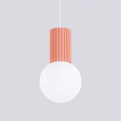 Lampy-sufitowe - lampa wisząca sufitowa z karbowanym kloszem brzoskwiniowa halo sl.1754 sollux 