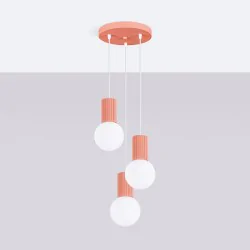 Lampy-sufitowe - lampa wisząca sufitowa potrójna brzoskwiniowa kule halo sl.1755 sollux 