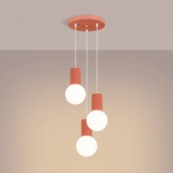 Lampy-sufitowe - lampa wisząca sufitowa potrójna brzoskwiniowa kule halo sl.1755 sollux 