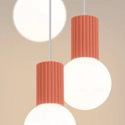 Lampy-sufitowe - lampa wisząca sufitowa potrójna brzoskwiniowa kule halo sl.1755 sollux 