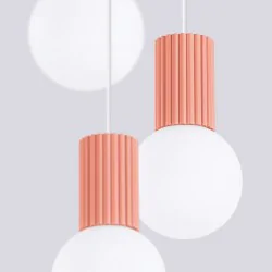 Lampy-sufitowe - lampa wisząca sufitowa potrójna brzoskwiniowa kule halo sl.1755 sollux 
