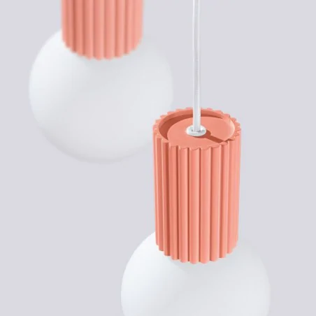 Lampy-sufitowe - lampa wisząca sufitowa potrójna brzoskwiniowa kule halo sl.1755 sollux 