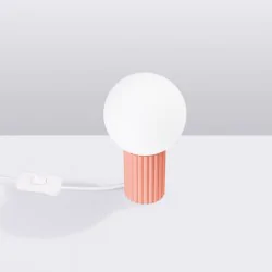 Lampki-biurkowe - lampka stołowa brzoskwiniowa z karbowanym kloszem sl.1756 sollux 