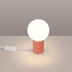 Lampki-biurkowe - lampka stołowa brzoskwiniowa z karbowanym kloszem sl.1756 sollux 
