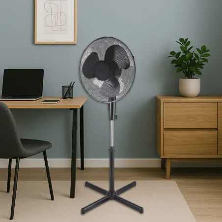 Wentylatory-podlogowe - wentylator stojący obrotowy 16 cali 45w czarny wiatrak tevo 