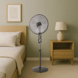Wentylatory-podlogowe - wentylator podłogowy stojący z oscylacją i regulacją wysokości 16'' 45w czarny tevo 