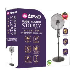Wentylatory-podlogowe - wentylator podłogowy stojący z oscylacją i regulacją wysokości 16'' 45w czarny tevo 