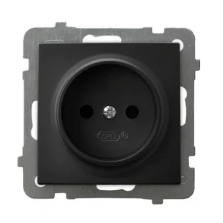 Gniazda-pojedyncze-podtynkowe - kontakt elektryczny podtynkowy gniazdko bez uziemienia czarny metalik do ramek serii as ospel gp-1g/m/33 