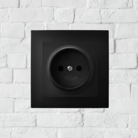 Gniazda-pojedyncze-podtynkowe - kontakt elektryczny podtynkowy gniazdko bez uziemienia czarny metalik do ramek serii as ospel gp-1g/m/33 