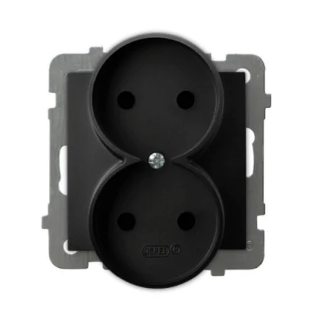 Gniazda-podwojne-podtynkowe - gniazdo podwójne podtynkowe kontakt elektryczny czarny metalik bez uziemienia do ramek serii as ospel gp-2gr/m/33 