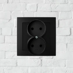 Gniazda-podwojne-podtynkowe - gniazdo podwójne podtynkowe kontakt elektryczny czarny metalik bez uziemienia do ramek serii as ospel gp-2gr/m/33 