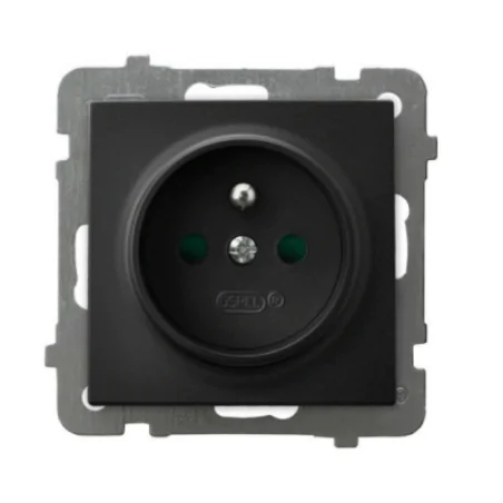Gniazda-pojedyncze-podtynkowe - gniazdko podtynkowe kontakt z uziemieniem i przesłonami torów prądowych czarny metalik as ospel gp-1g/m/33 