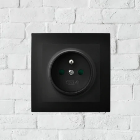 Gniazda-pojedyncze-podtynkowe - gniazdko podtynkowe kontakt z uziemieniem i przesłonami torów prądowych czarny metalik as ospel gp-1g/m/33 