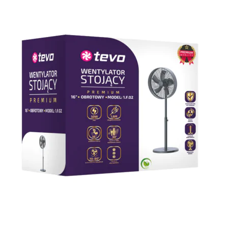 Wentylatory-podlogowe - wentylator podłogowy premium 16 cali 50w czarny loftowy tevo 
