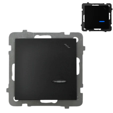 Wylaczniki-schodowe - włącznik schodowy z niebieskim podświetleniem zmienny czarny metalik do ramek serii as ospel łp-3gs/m/33 