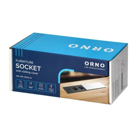 Gniazda-meblowe - gniazdo meblowe srebrne płaskie z przesuwaną pokrywą do blatu z usb c i a or-gm-9043/g orno 