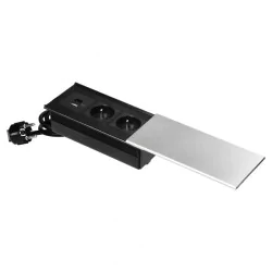 Gniazda-meblowe - gniazdo meblowe srebrne płaskie z przesuwaną pokrywą do blatu z usb c i a or-gm-9043/g orno 
