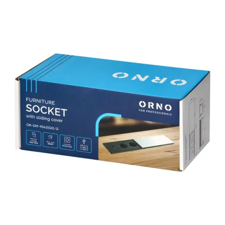 Gniazda-meblowe - gniazdo meblowe blatowe srebrne schuko z przesuwaną pokrywą z wejściem usb or-gm-9043(gs)/g orno 