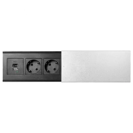Gniazda-meblowe - gniazdo meblowe blatowe srebrne schuko z przesuwaną pokrywą z wejściem usb or-gm-9043(gs)/g orno 