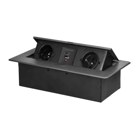 Gniazda-meblowe - grafitowe gniazdo blatowe schuko wpuszczane z wejściem usb a+c or-gm-9034(gs)/gr orno 