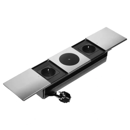 Gniazda-meblowe - gniazdo blatowe schuko z bezprzewodową ładowarką i przesuwną klapką or-gm-9044(gs)/g orno 