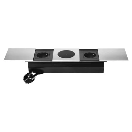 Gniazda-meblowe - gniazdo blatowe schuko z bezprzewodową ładowarką i przesuwną klapką or-gm-9044(gs)/g orno 